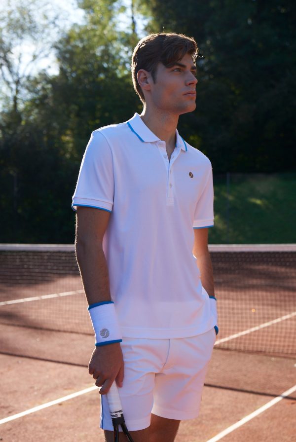 Tennis Poloshirt Herren white/aqua