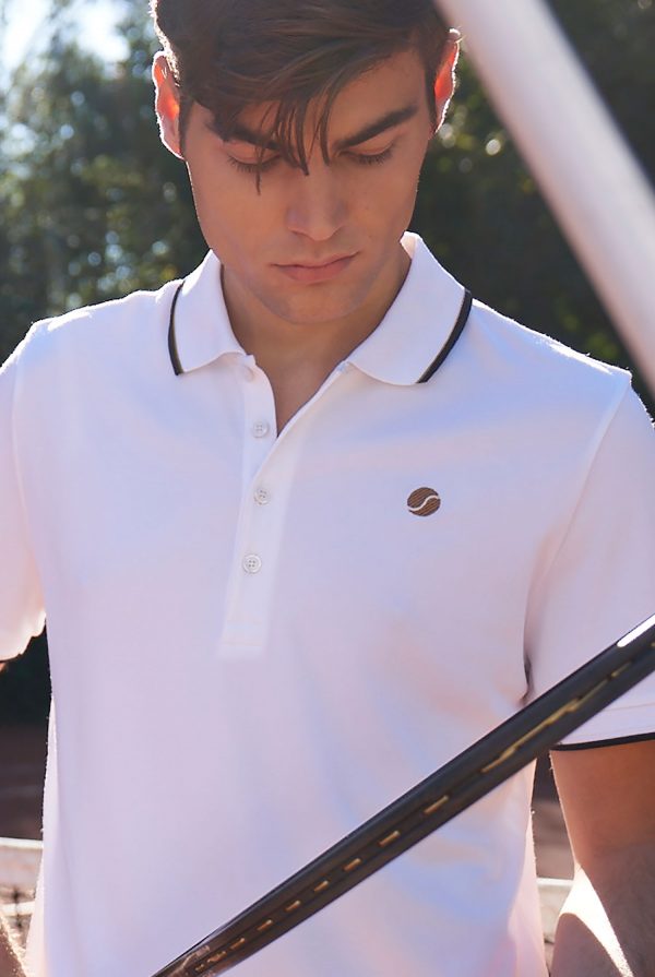 Tennis Polo Shirt Herren Weiß/Navy